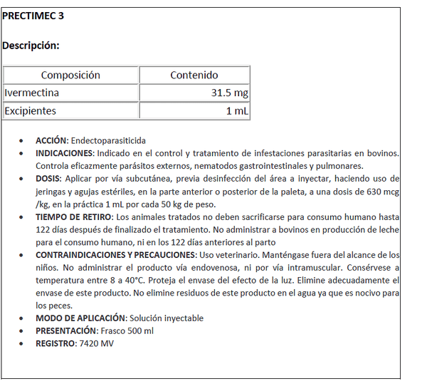 PRECTIMEC 3,15 500 ML